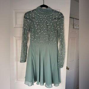 Mint green sparkly homecoming dress